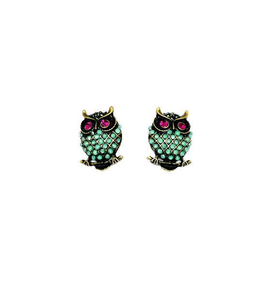 Pink Eyed Owl Studs
