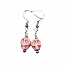  Pink Howllite Skull Earrings