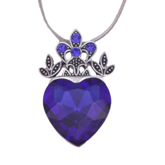 Blue Princess Heart Crystal Necklace