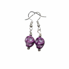  Purple Howlite Skull Earrings