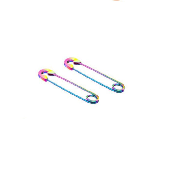 Rainbow Single Safety Pin Earrings
