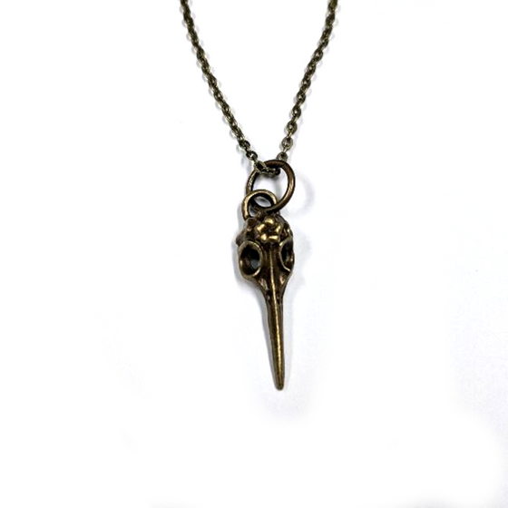 Raven Skull Brass Necklace