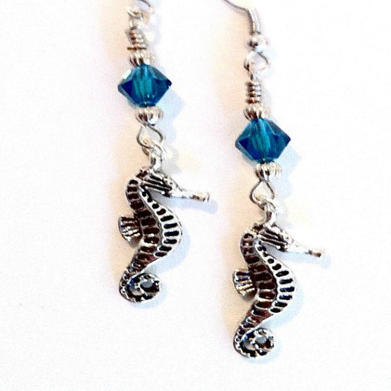 Seahorse turquoise crystal Earrings