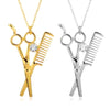 Shears and Comb Necklace Gold