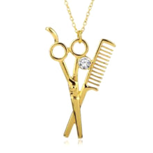  Shears and Comb Necklace Gold