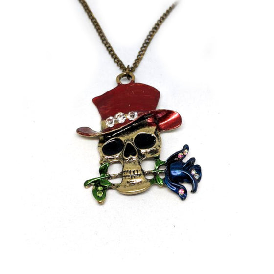 Skull Red Hat Necklace