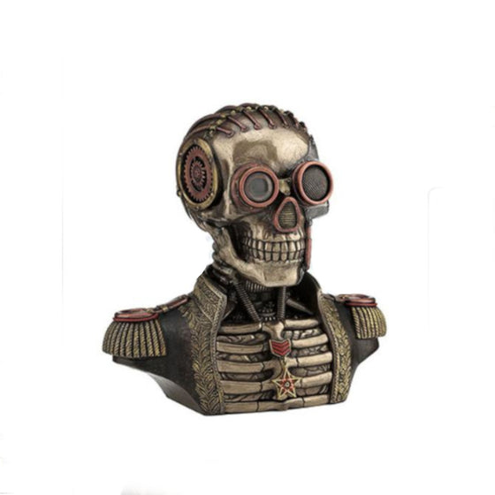 Steampunk Skull Band Uniform Bust Trinket Box