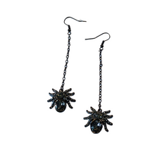  Black Crystal Spider on Chains Earrings