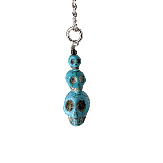 Triple Stone Skull Necklace