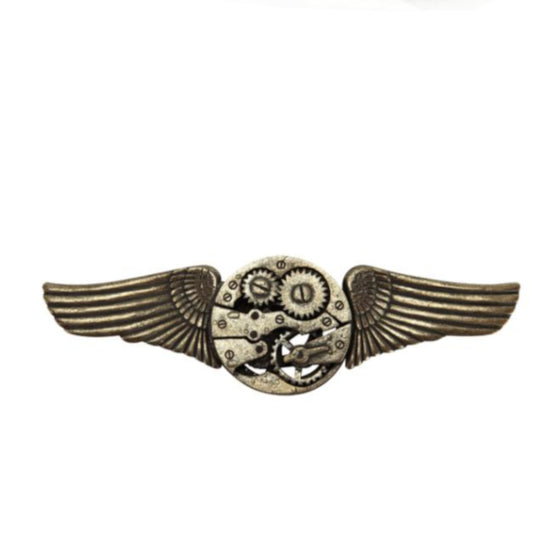 Antique Gear Wings Pin