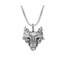  Black Eyed Wolf Head Necklace