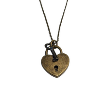  Working Brass Heart Lock Necklace