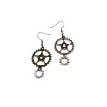  Gear Dangles Big and Small Mixed Metal