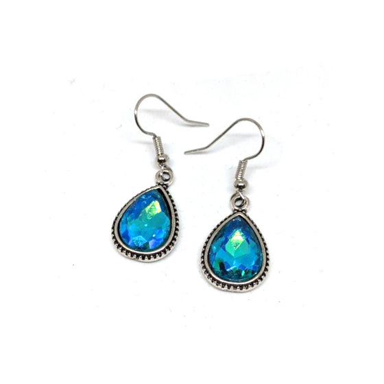 Blue/Green Teardrop Dangle Earrings