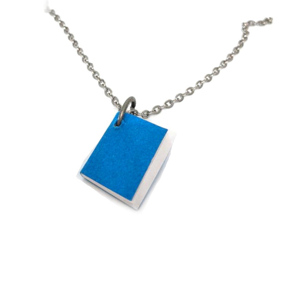 Mini Blue Journal Book Necklace