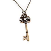  Brass Rhinestone Key Necklace