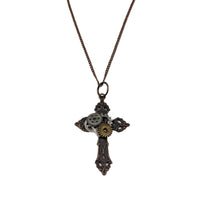  Copper Cross with Gears Necklace
