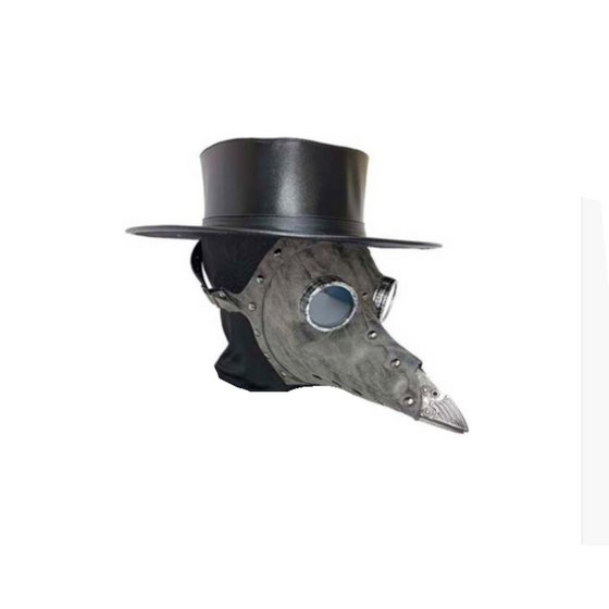 Gray Plague Dr. Mask With Silver Goggles