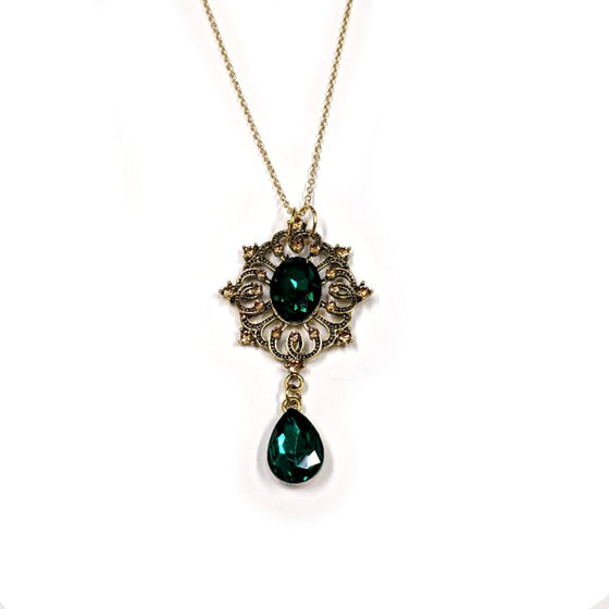 Green Crystal Filigree Necklace