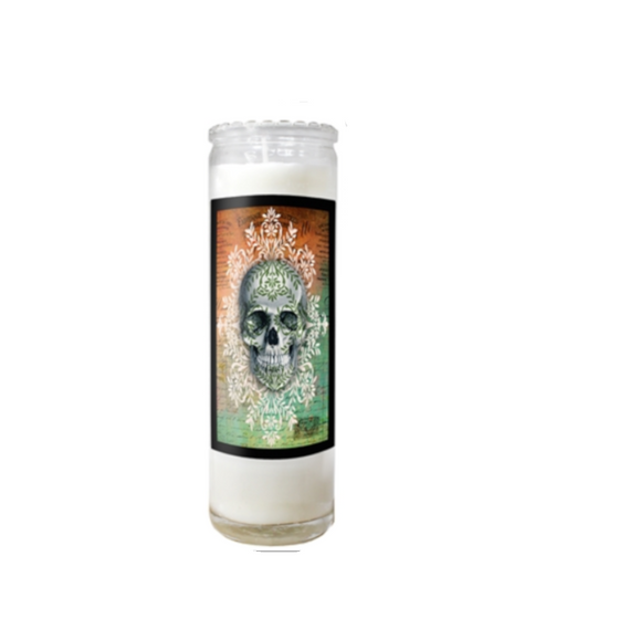 Green Sugar Skull Candle