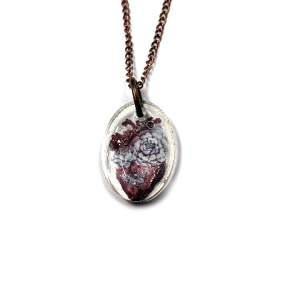 Heart and Roses Resin Necklace