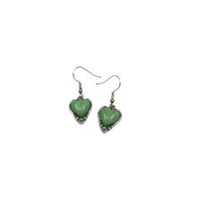  Howlite Heart Earrings Green