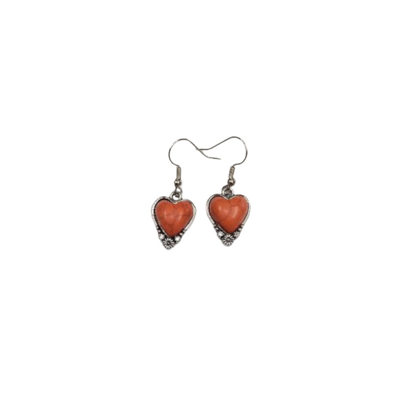 Howlite Heart Earrings Orange