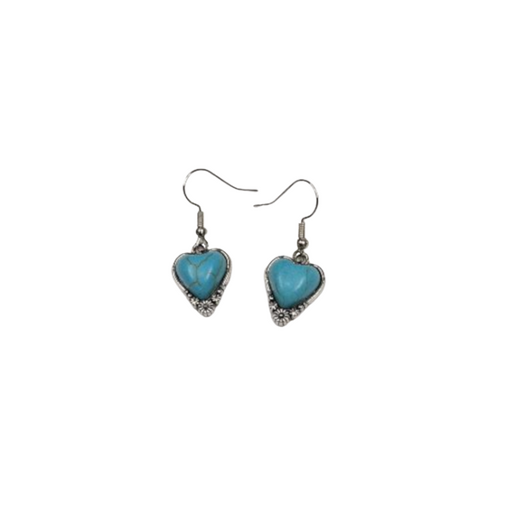 Howlite Heart Earrings Turquoise