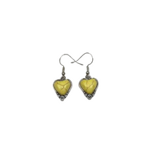  Howlite Heart Earrings Yellow