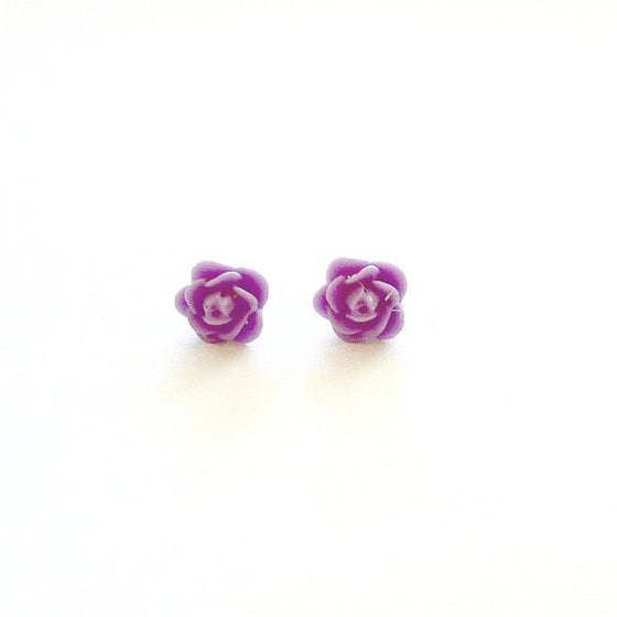 Lavender Rose Stud Earrings