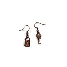  Lock and Key Earrings Copper