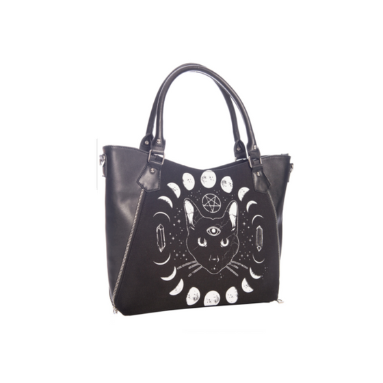 Moon Phases Cat Tote Bag