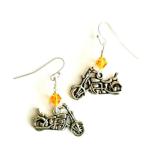 Motorcycle Earrings, Amber