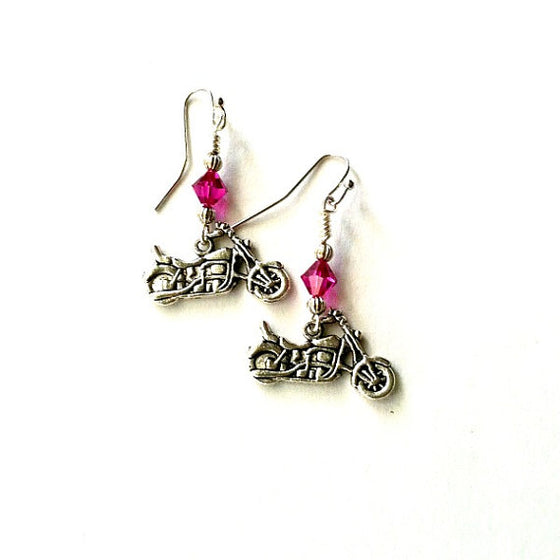 Motorcycle Pink Earrings