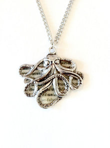  Silver Octopus Text Necklace