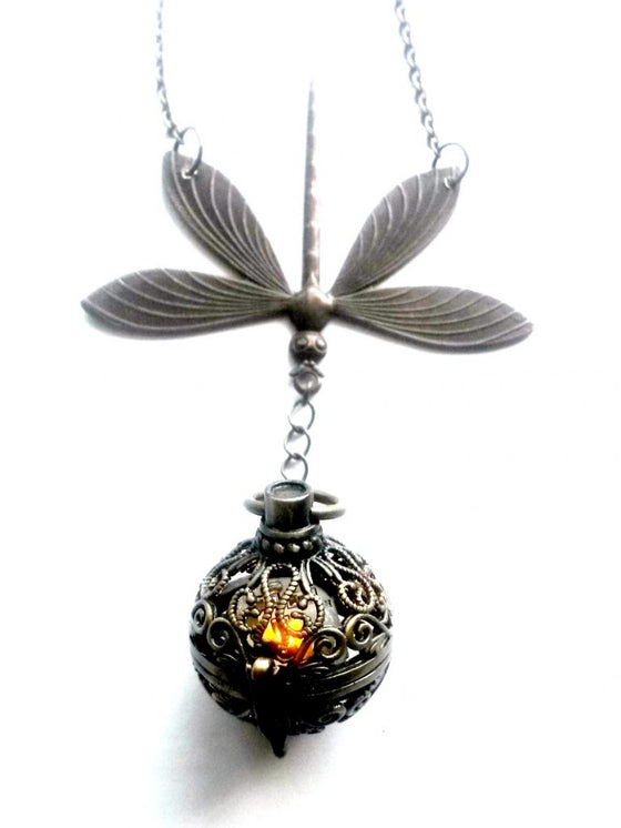 Dragonfly in Amber Necklace