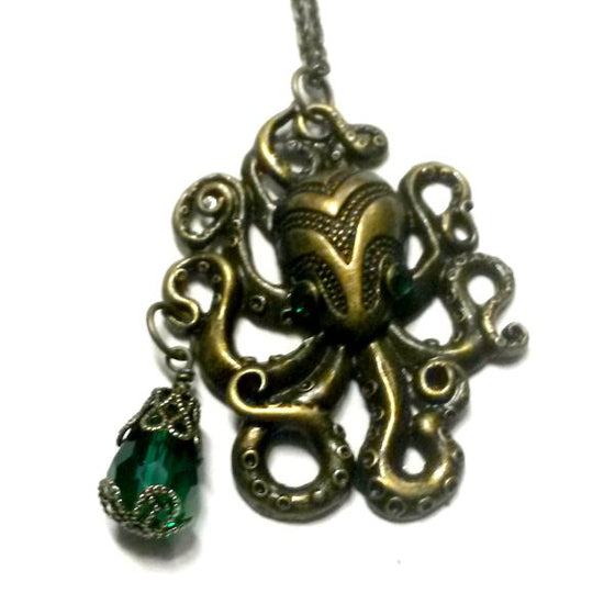 Green eyed Octopus Necklace