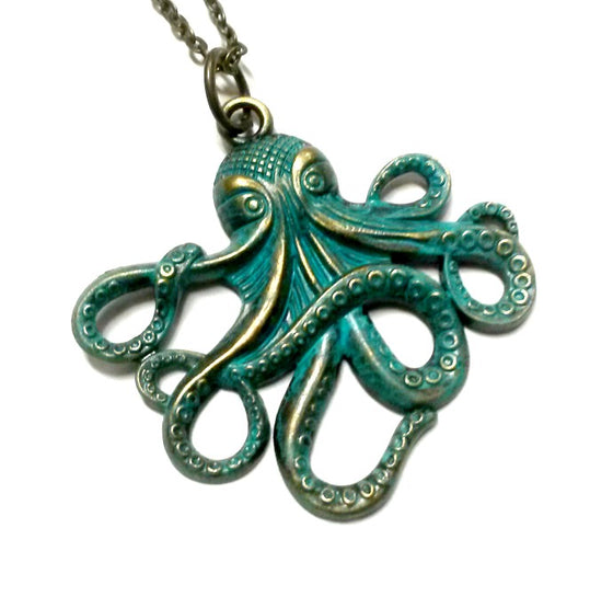 Octopus Necklace Patina
