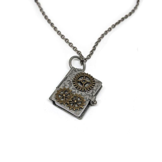 Metal Gear Journal Necklace Pewter