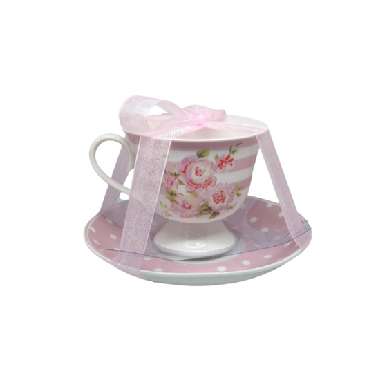 Pink Polka Dot Tea Cup