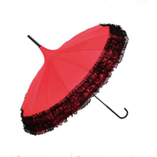  Lace Trimmed Parasol  Red