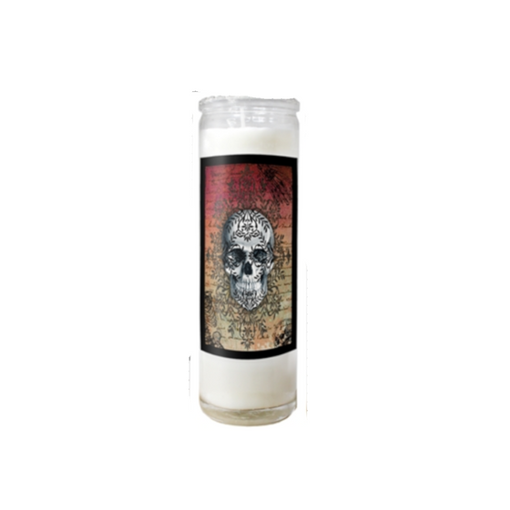 Red Sugar Skull Candle