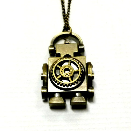 Robot Clock Necklace