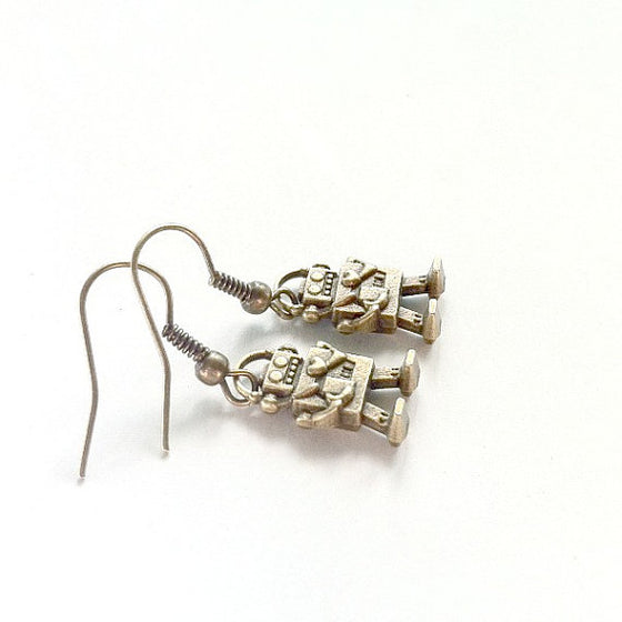 Silver Robot Earrings