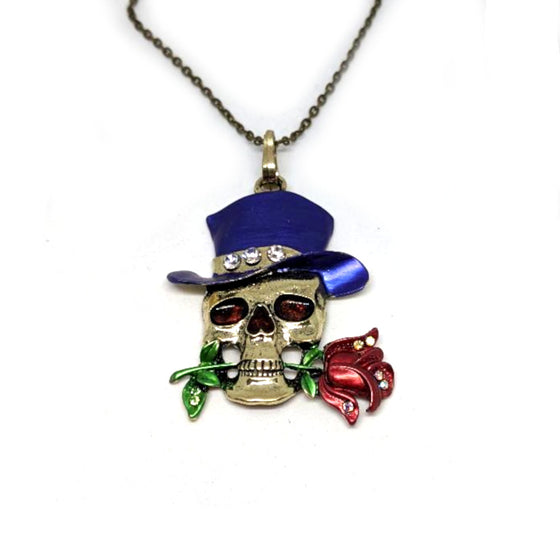 Skull Purple Hat Necklace