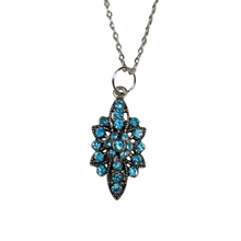  Turquoise Rhinestone Cluster Necklace