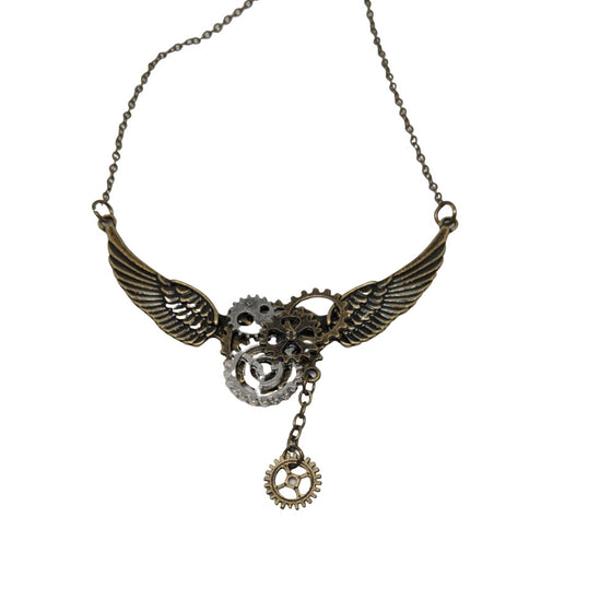 Steampunk Wing Gears Necklace